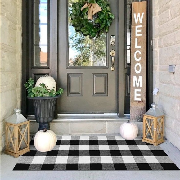 Other - 💙 Black & White Buffalo Check Woven Throw 26x40”